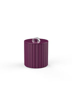 Vinidec fluted lacquered ice bucket in deep mulberry purple with chrome top lid handle