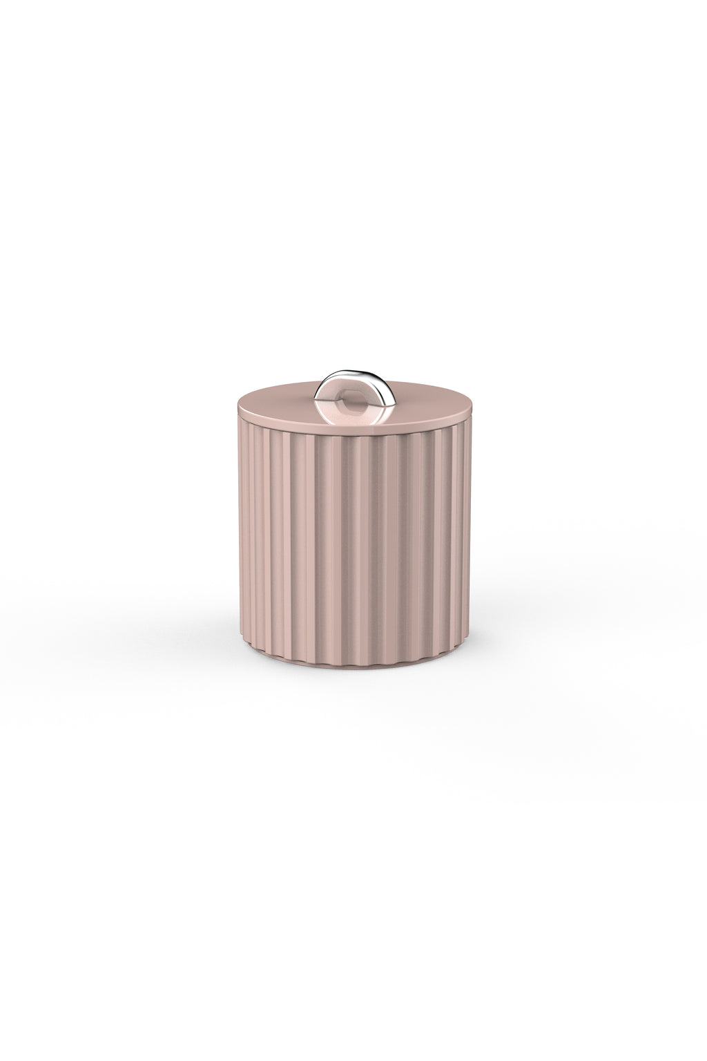Vinidec fluted lacquered ice bucket in dusty blush pink with polished chrome handle