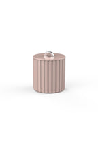 Vinidec fluted lacquered ice bucket in dusty blush pink with polished chrome handle
