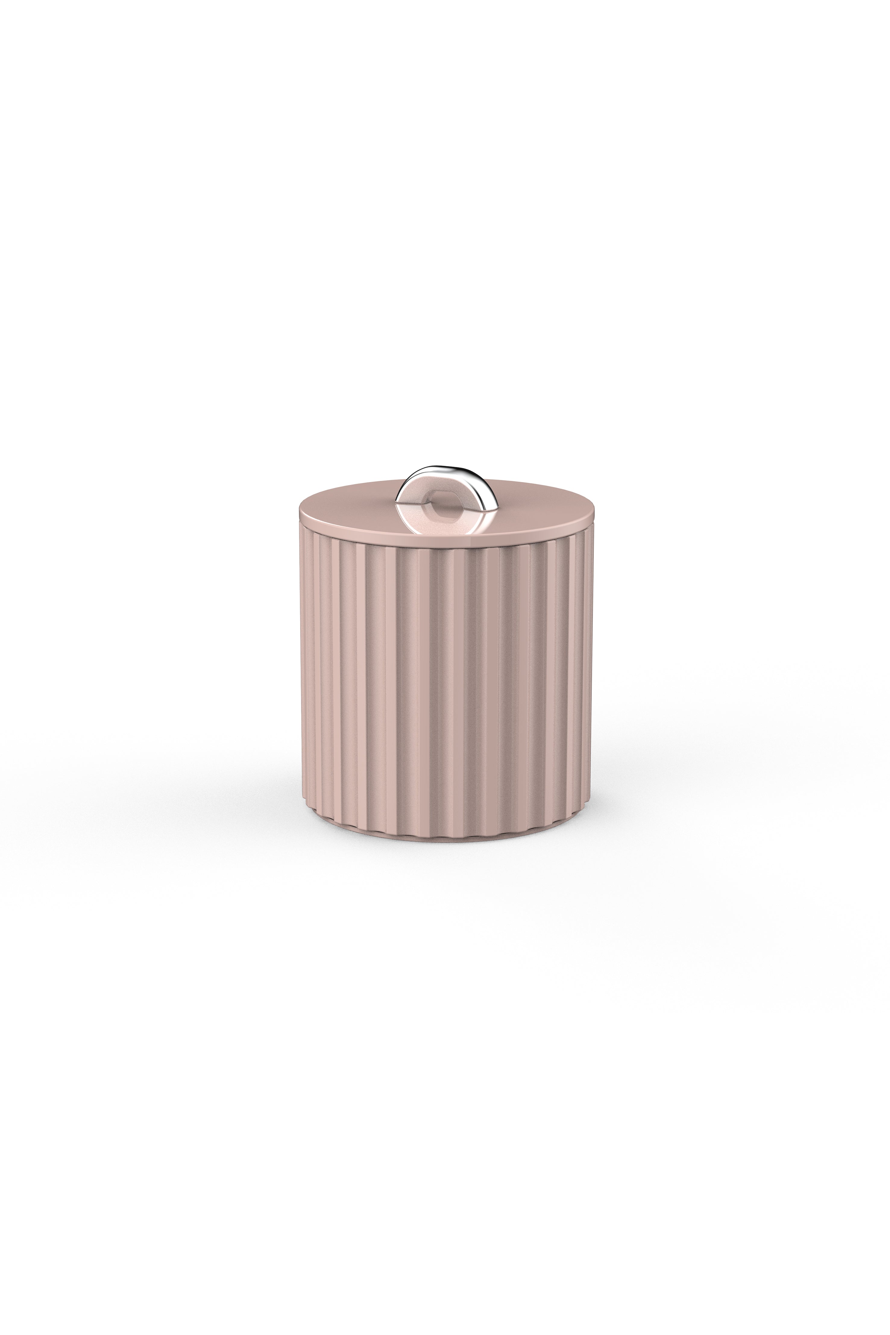 Vinidec fluted lacquered ice bucket in dusty blush pink with polished chrome handle