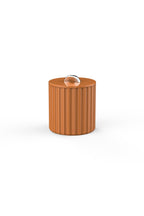 Vinidec fluted lacquered ice bucket in warm orange terracotta finish with metallic silver handle