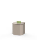 Vinidec octagonal lacquered ice bucket in sand with a pistachio green lid handle, isolated on a white studio background